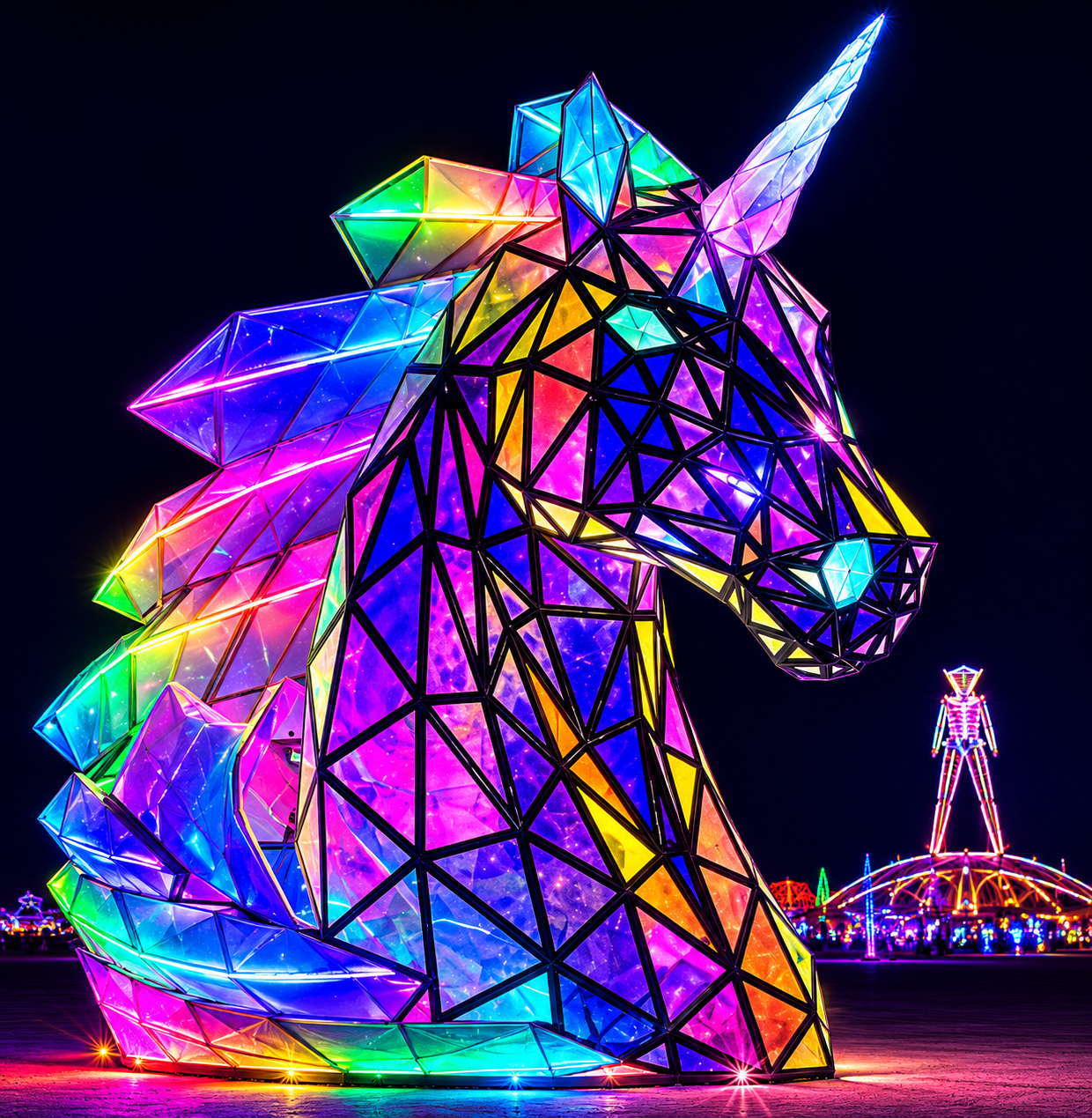 Prismatic Unicorn Illuminated Sculpture